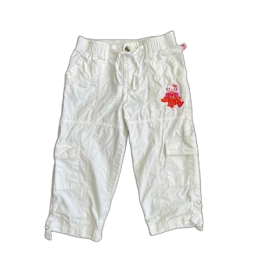 Y2k Hello Kitty white cargo capris pants 2007 Sanrio